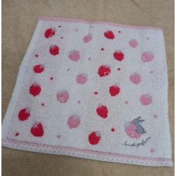 Special Sale- T111白色草莓兔兔方巾 25x25cm