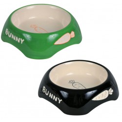 TRIXIE Ceramic bowl for rabbits, 200ml/ø 13cm (Green/Black/Red)