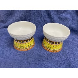 義賣- 陶瓷波西米亞風蜂窩紋黃色平口食物碗