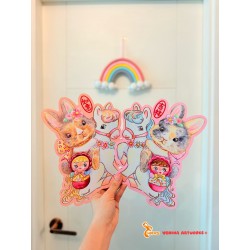 <兔馬同樂，掛住添福又迎喜！> 揮春裝飾卡 (一對)